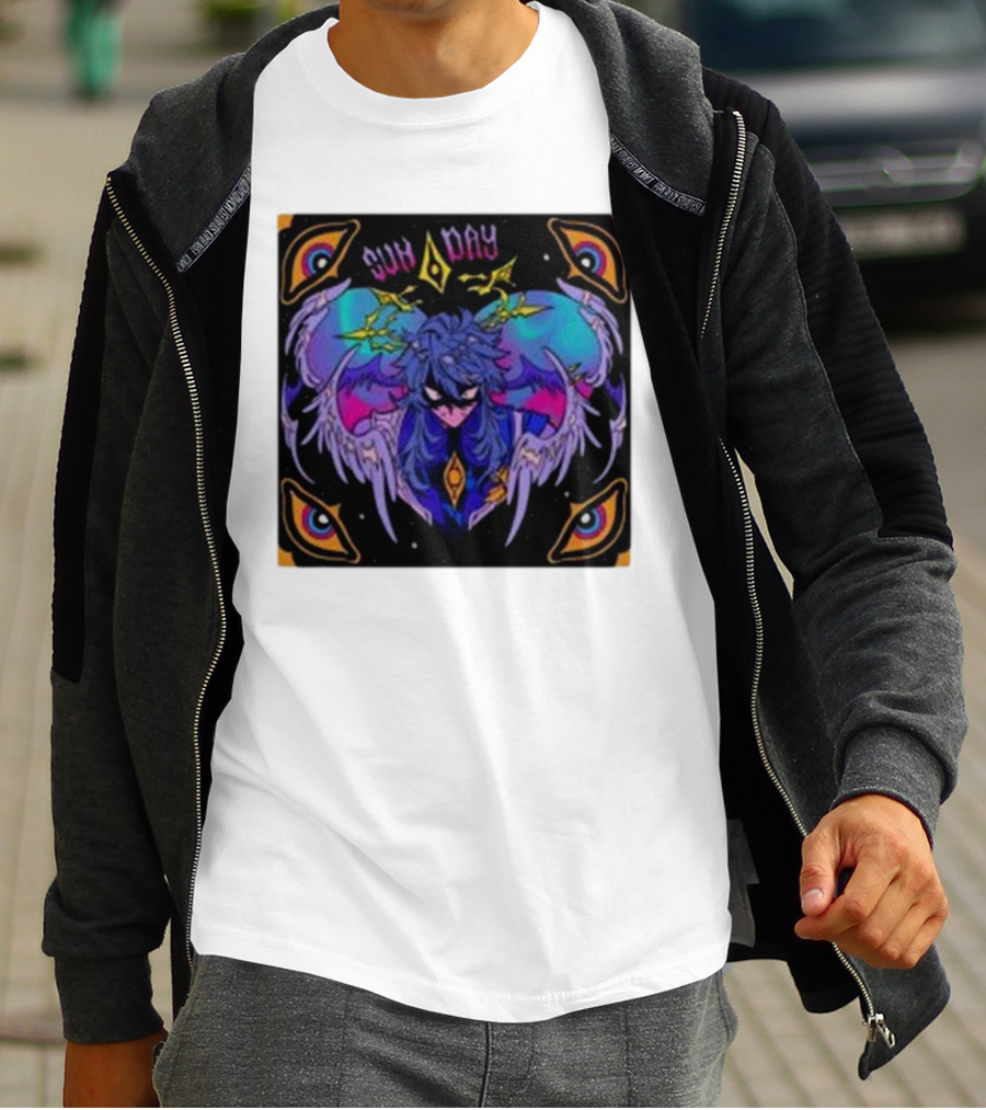 Joojooobox Sunday Honkai Star Rail Colorful Winged Figure With Celestial Eyes T-Shirt