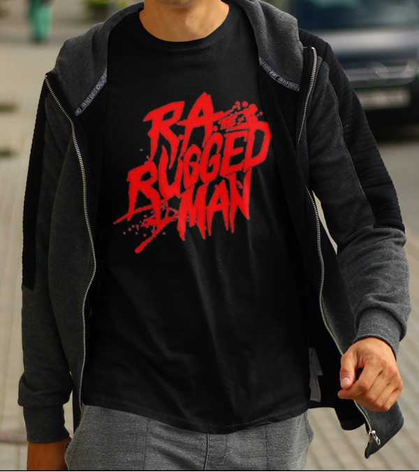 RA The Rugged Man Splattered Text T-Shirt
