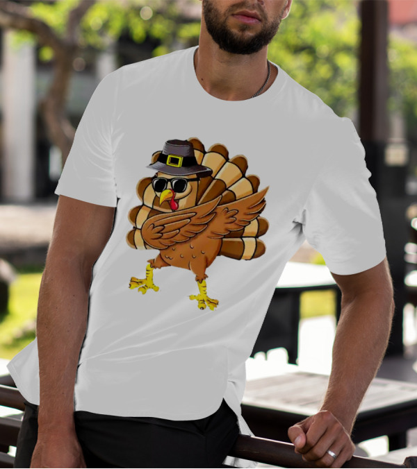Dabbing Turkey Thanksgiving Day Pilgrim Hat Funny Dab T-Shirt