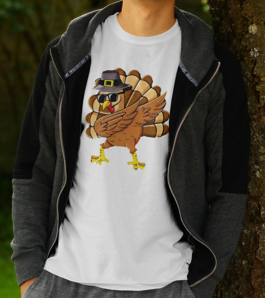 Dabbing Turkey Thanksgiving Day Pilgrim Hat Funny Dab T-Shirt