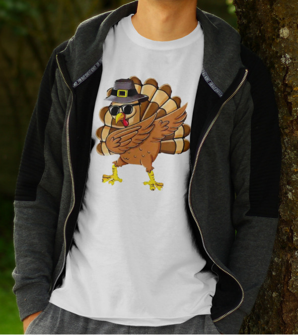 Dabbing Turkey Thanksgiving Day Pilgrim Hat Funny Dab T-Shirt