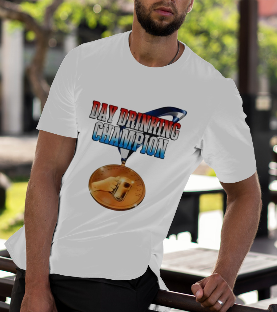 Day Drinking Champion Medal Beer Mug Fun T-Shirt