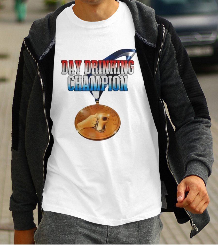 Day Drinking Champion Medal Beer Mug Fun T-Shirt