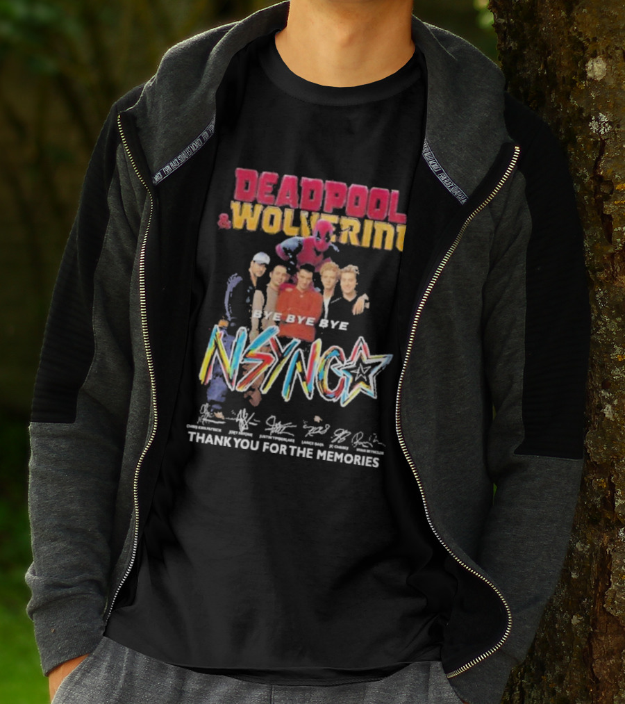 Deadpool And Wolverine NSYNC Bye Bye Bye Thank You For The Memories Signature T-Shirt