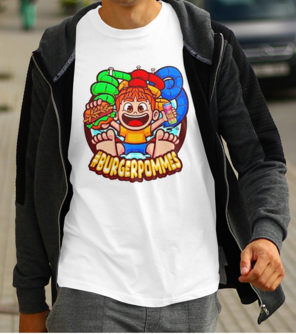 Lukasbs Burgerpommes Wasserpark Kids Fun Graphic With Slides And Snacks T-Shirt