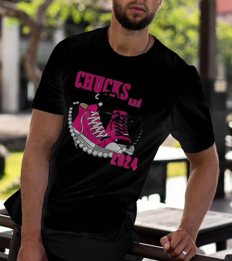 Chucks And Pearls Pink Sneakers T-Shirt