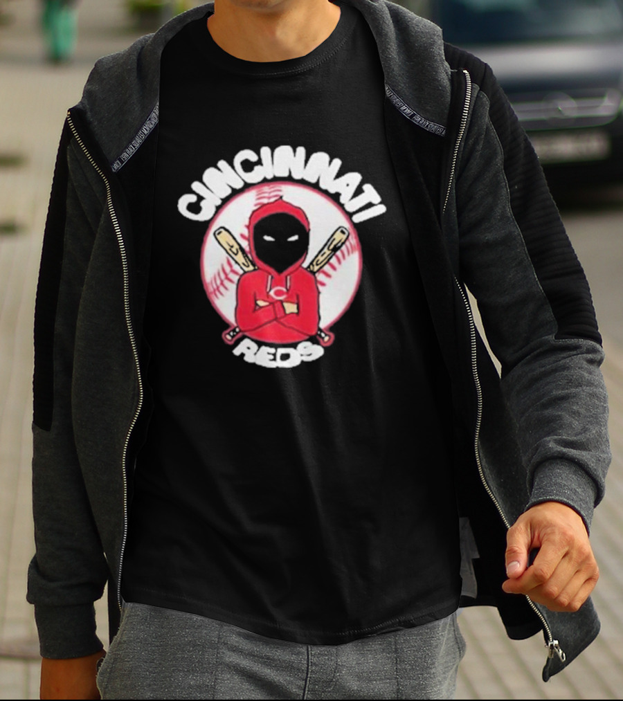 Cincinnati Reds Hoodie Baseball Mask With Crossed Bats T-Shirt