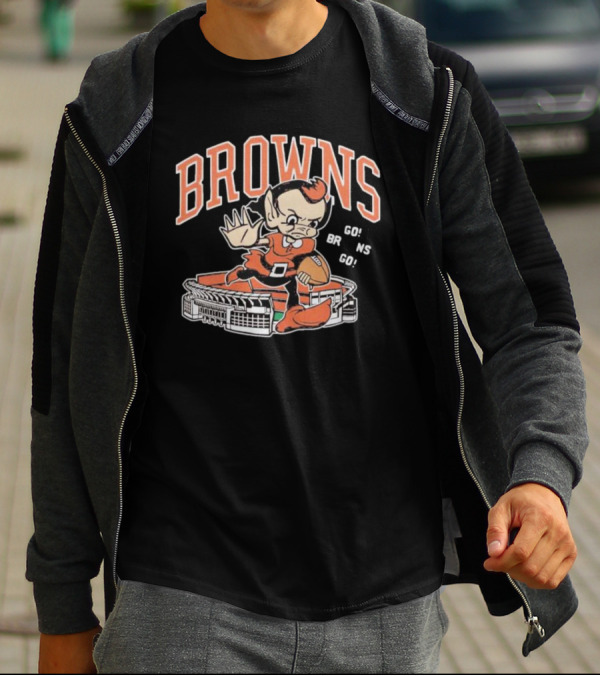 Browns Brownie Stiff Arm Go Go Brns Stadium T-Shirt