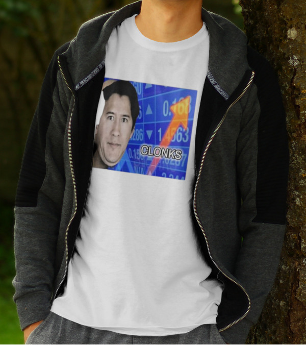 Cloak Oddly Specific Clonks Meme Face With Stock Market Arrow T-Shirt