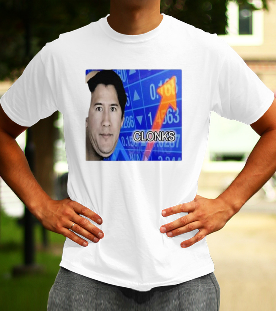Cloak Oddly Specific Clonks Meme Face With Stock Market Arrow T-Shirt