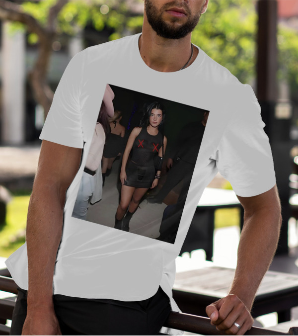 Charli D’Amelio Black Mesh Dress With Red X Details T-Shirt