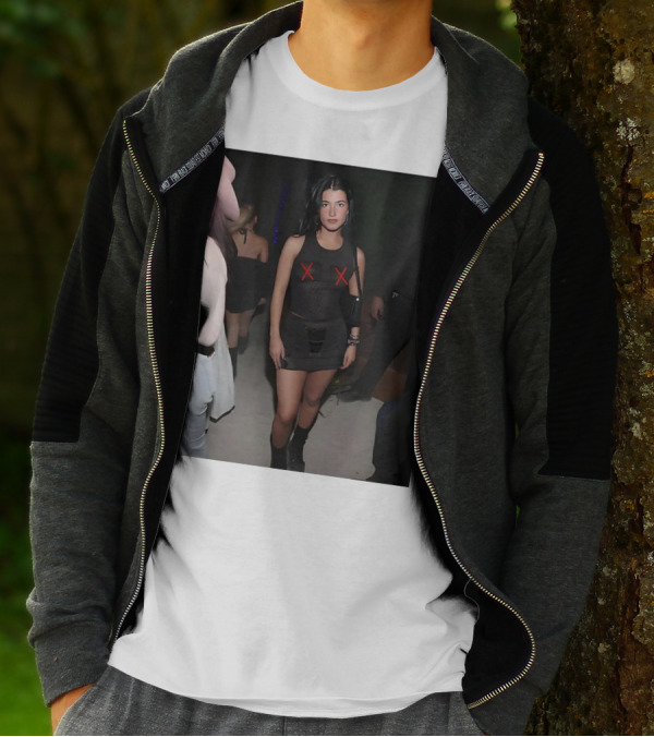 Charli D’Amelio Black Mesh Dress With Red X Details T-Shirt