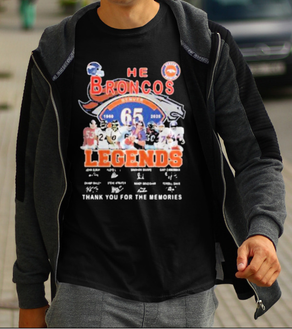 Denver Broncos 65 Year Legends 1960-2025 Thank You For The Memories T-Shirt