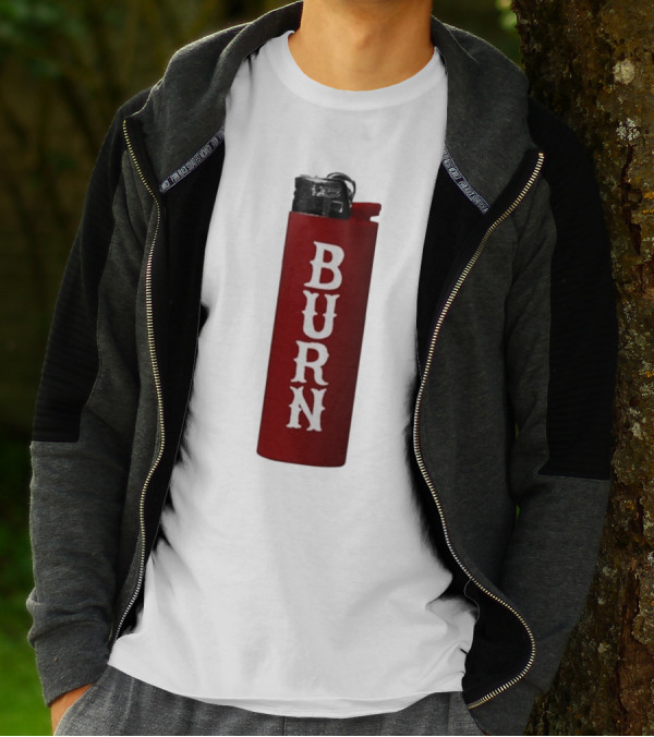 Eaj Burn Red Lighter Vertical Text T-Shirt