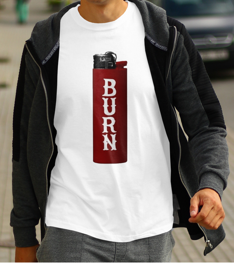 Eaj Burn Red Lighter Vertical Text T-Shirt