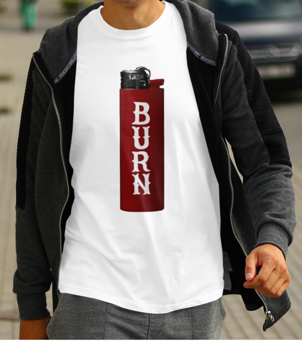 Eaj Burn Red Lighter Vertical Text T-Shirt
