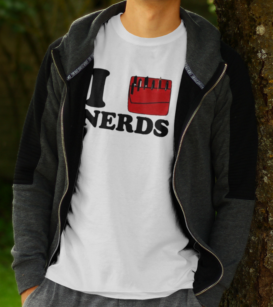 I Love Nerds Red Pocket T-Shirt