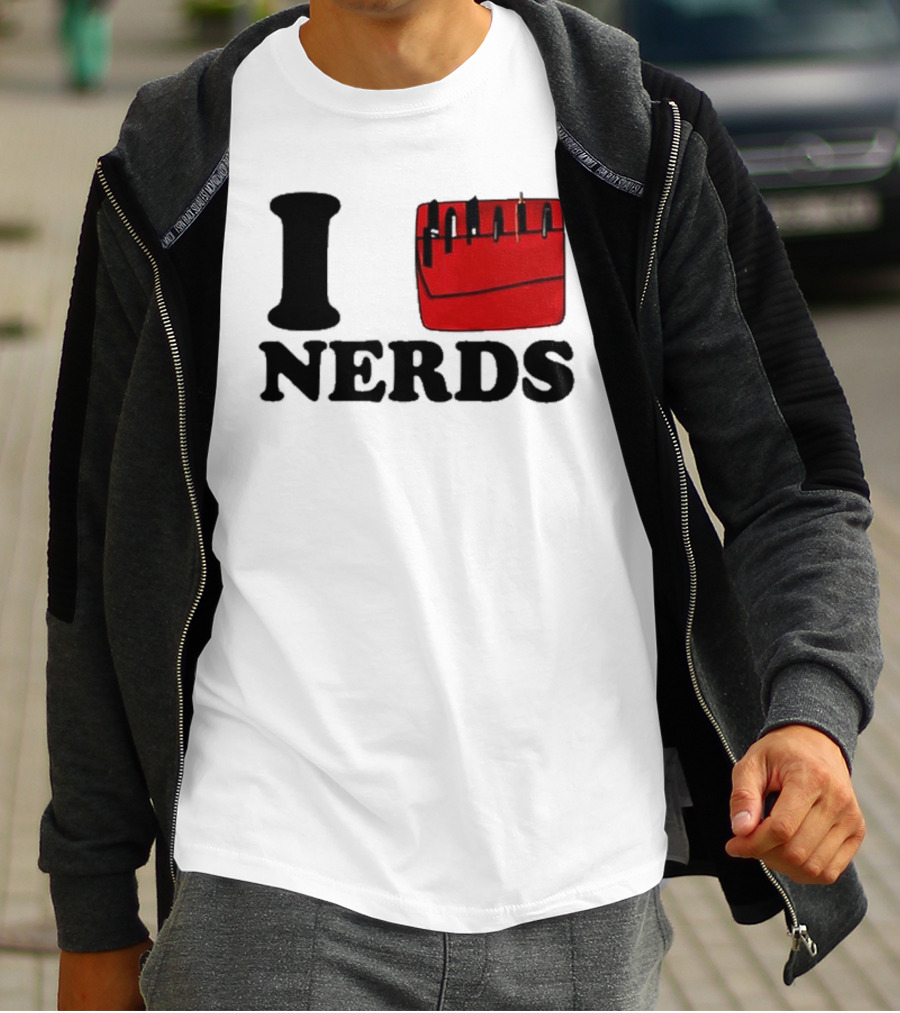 I Love Nerds Red Pocket T-Shirt