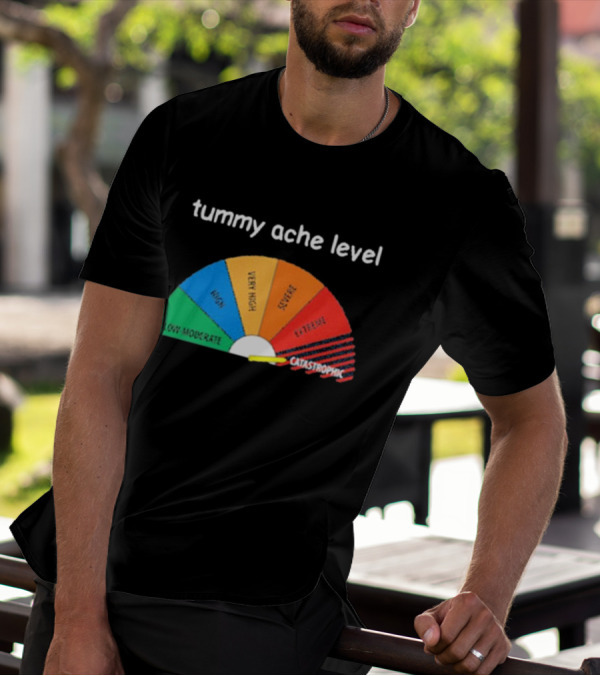 Tummy Ache Level Catastrophic Scale Low Moderate Severe Cringe T-Shirt