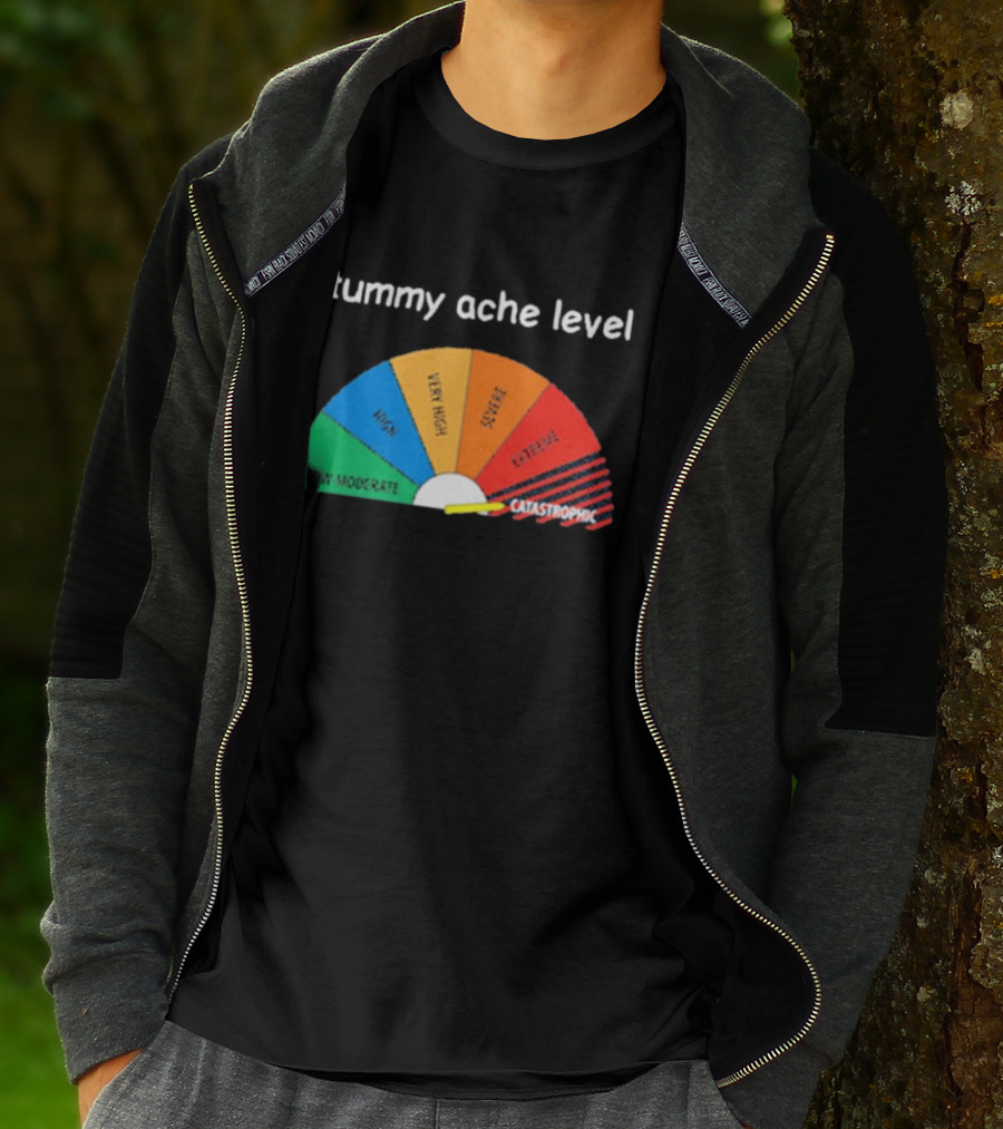 Tummy Ache Level Catastrophic Scale Low Moderate Severe Cringe T-Shirt