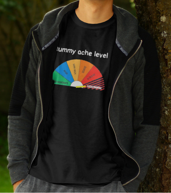 Tummy Ache Level Catastrophic Scale Low Moderate Severe Cringe T-Shirt