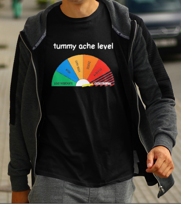 Tummy Ache Level Catastrophic Scale Low Moderate Severe Cringe T-Shirt