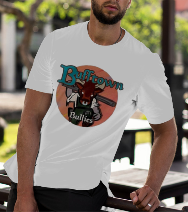Bufftown Bullies Bull Character Holding Bat T-Shirt