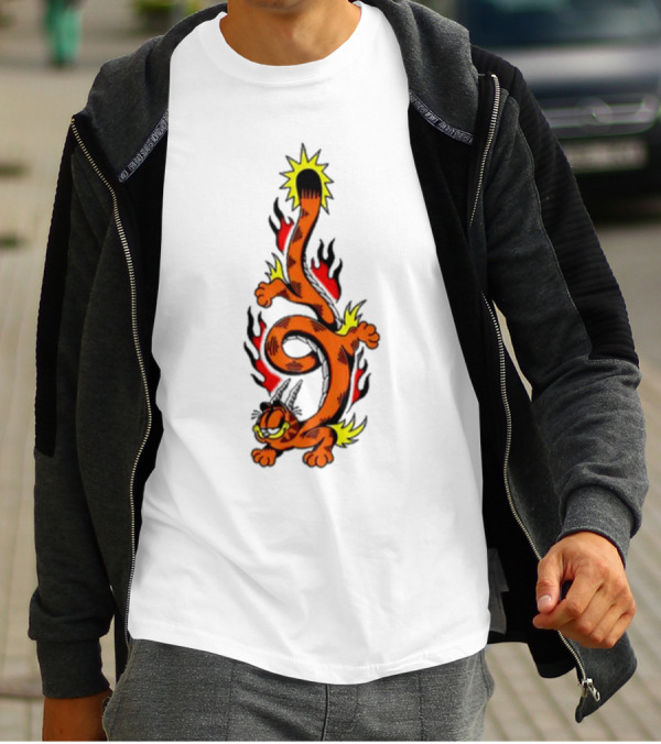 Garfield Transforming Fiery Dragon With Buggy Goods Elements T-Shirt