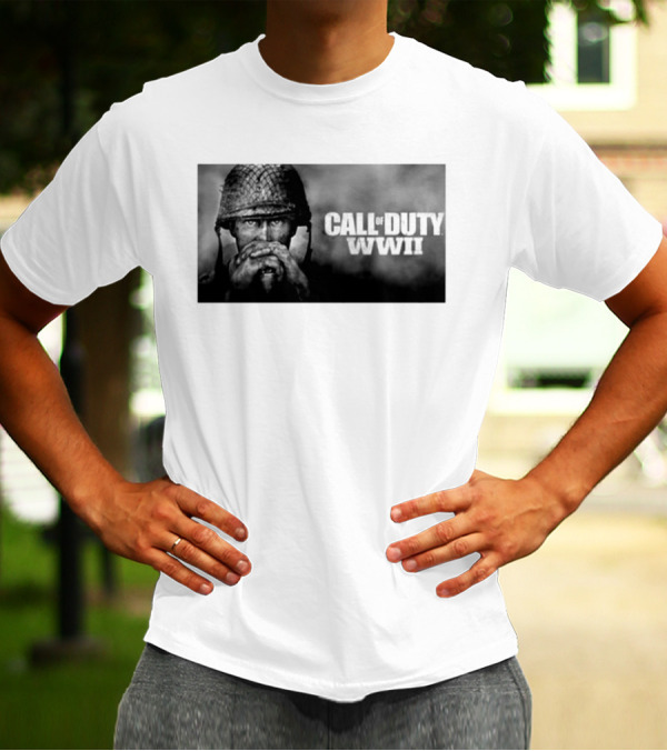 Call Of Duty WWII Soldier Image Black And White T-Shirt