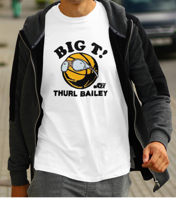 Big T Thurl Bailey Basketball Caricature With Glasses Utah Jazz T-Shirt