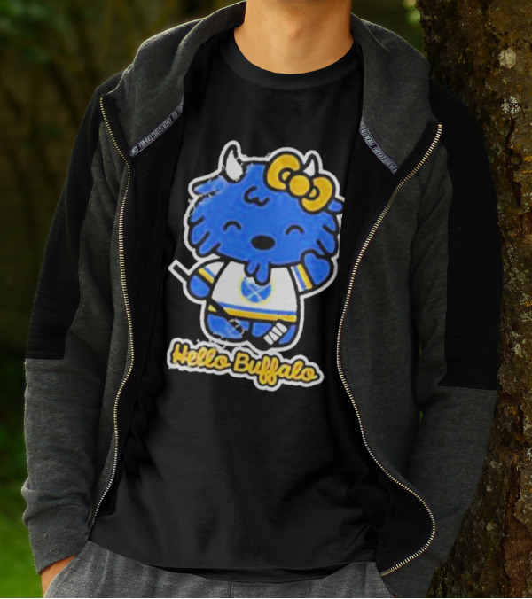 Hello Buffalo Hockey Carl Cordes Buffalo NY Artist T-Shirt