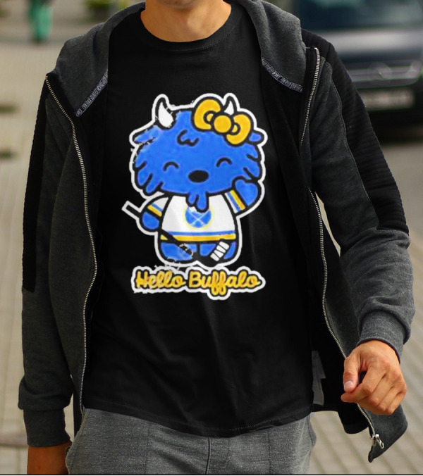 Hello Buffalo Hockey Carl Cordes Buffalo NY Artist T-Shirt