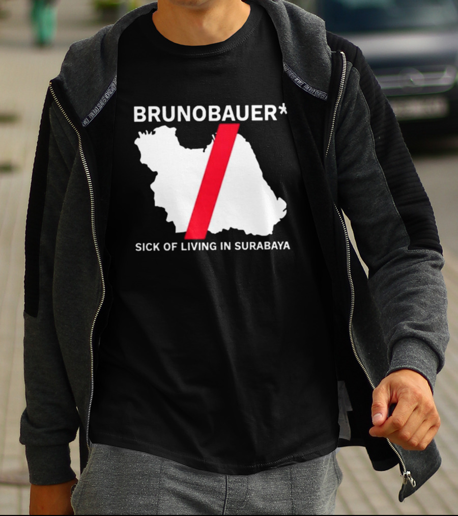 BRUNOBAUER Sick Of Living In Surabaya Map Design With Red Slash T-Shirt