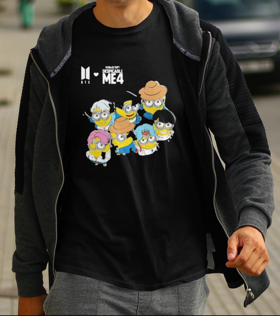 BTS Minions Collaboration Despicable Me 4 Characters Fashion Mashup T-Shirt