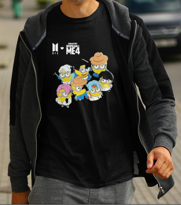 BTS Minions Collaboration Despicable Me 4 Characters Fashion Mashup T-Shirt