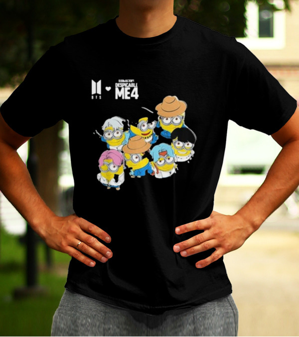 BTS Minions Collaboration Despicable Me 4 Characters Fashion Mashup T-Shirt