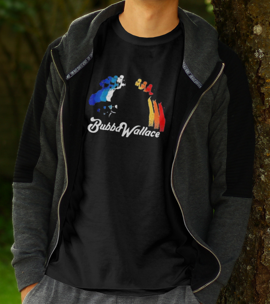 Bubba Wallace Charcoal Blue Red Yellow Brush Strokes T-Shirt