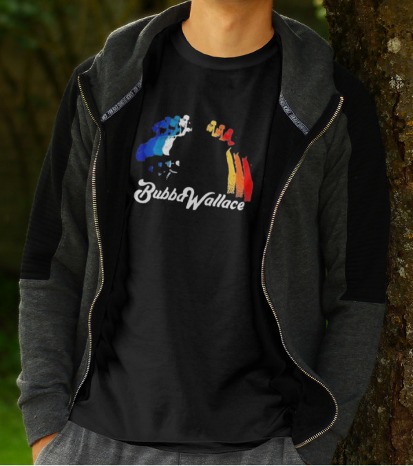 Bubba Wallace Charcoal Blue Red Yellow Brush Strokes T-Shirt