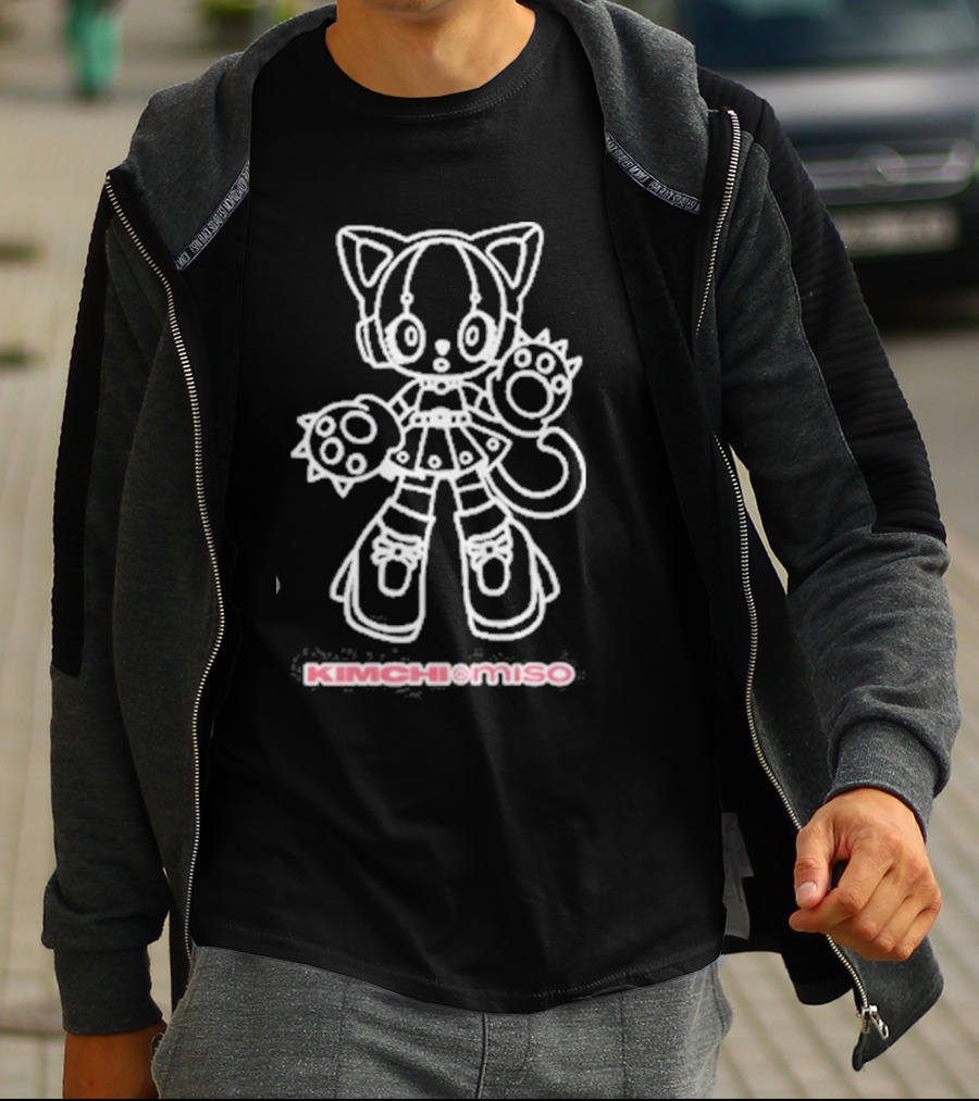 KIMCHI AND MISO MEGA CAT GIRL OUTLINE DRAWING SPICY CUTE CHARACTER T-Shirt