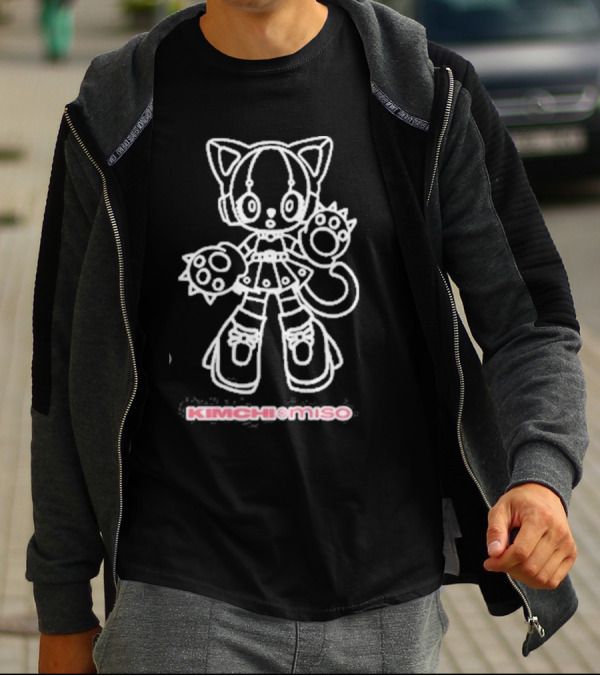 KIMCHI AND MISO MEGA CAT GIRL OUTLINE DRAWING SPICY CUTE CHARACTER T-Shirt