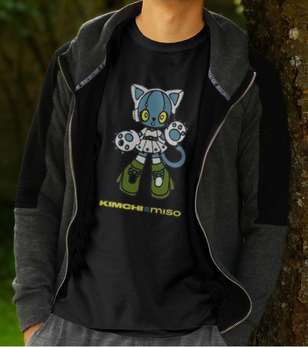 KIMCHI And Miso Futuristic Feline Character T-Shirt