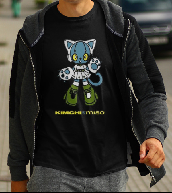 KIMCHI And Miso Futuristic Feline Character T-Shirt