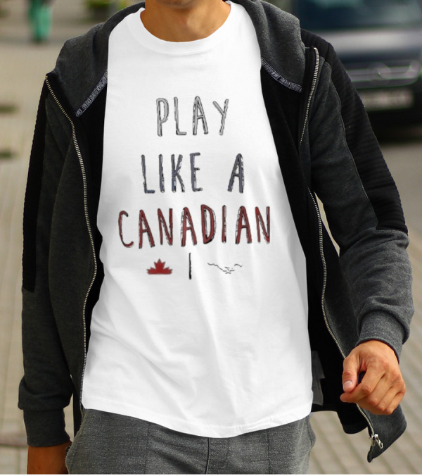 Play Like A Canadian Calgary Stampeders Maple Leaf Icon Football Team T-Shirt