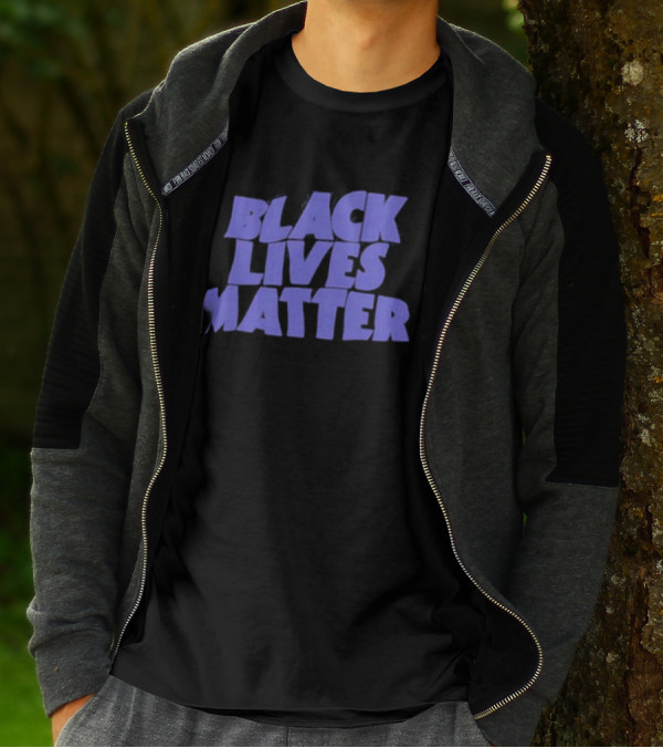Black Lives Matter Black Tee Simple Blue Text T-Shirt