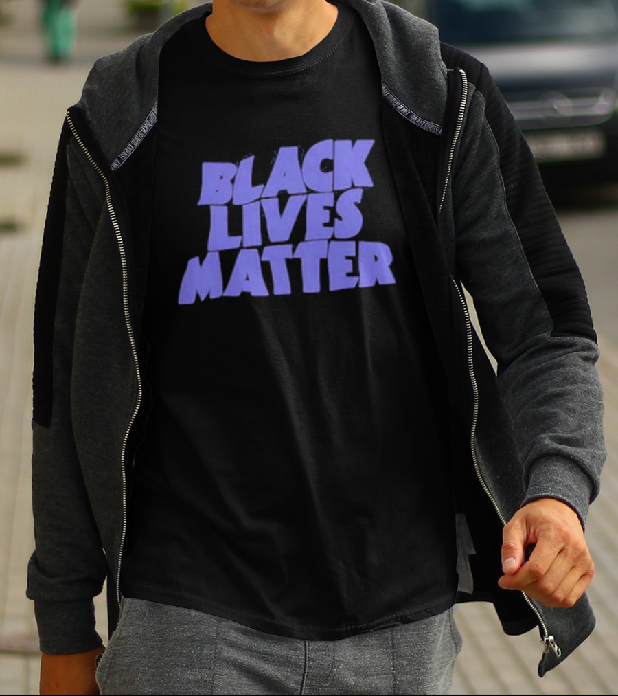 Black Lives Matter Black Tee Simple Blue Text T-Shirt