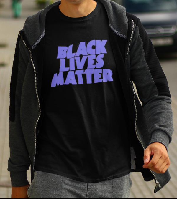 Black Lives Matter Black Tee Simple Blue Text T-Shirt