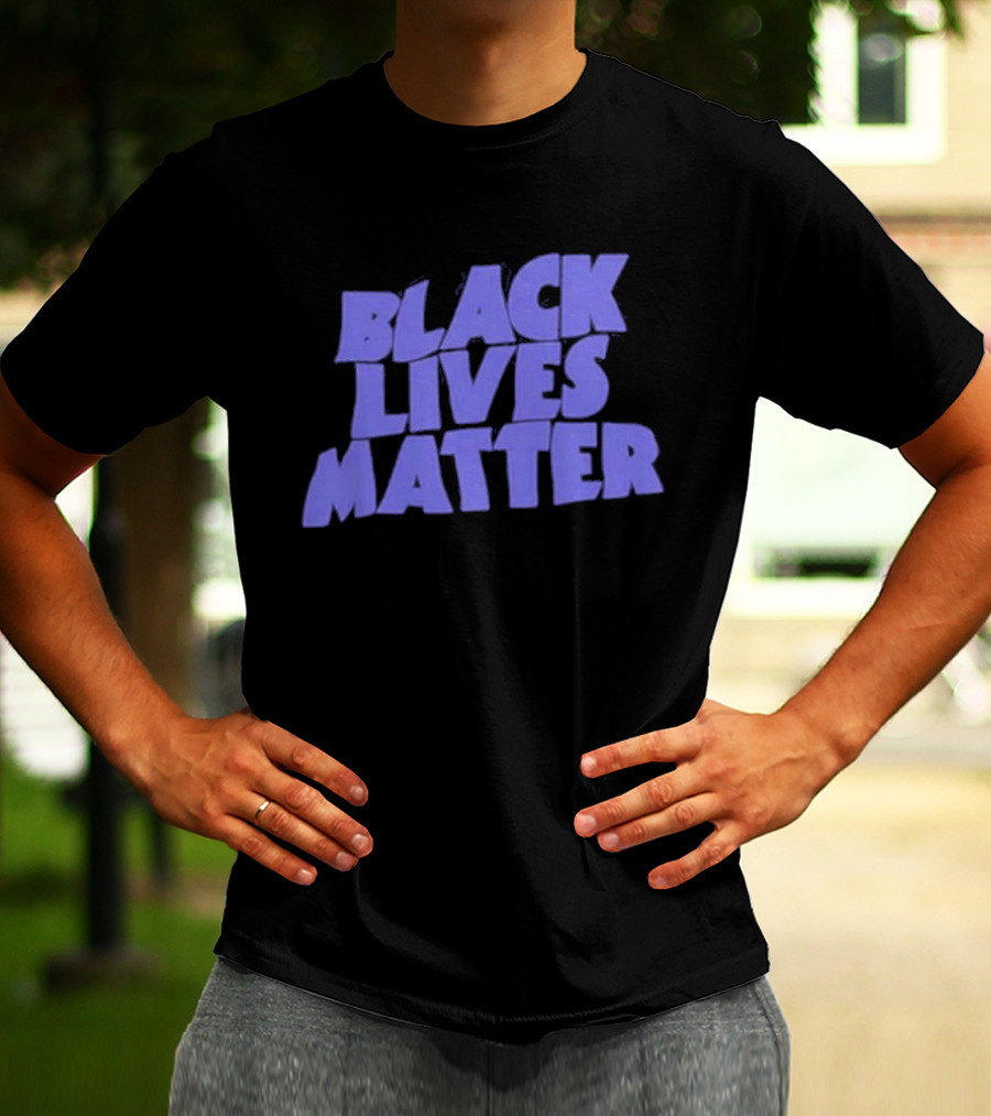 Black Lives Matter Black Tee Simple Blue Text T-Shirt