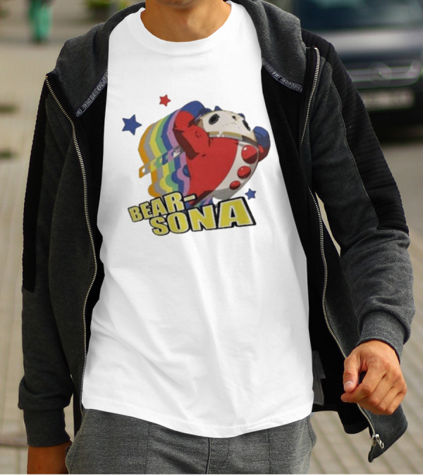 Bear-Sona Teddie Persona 4 Character Red Outfit Psychedelic Stars T-Shirt