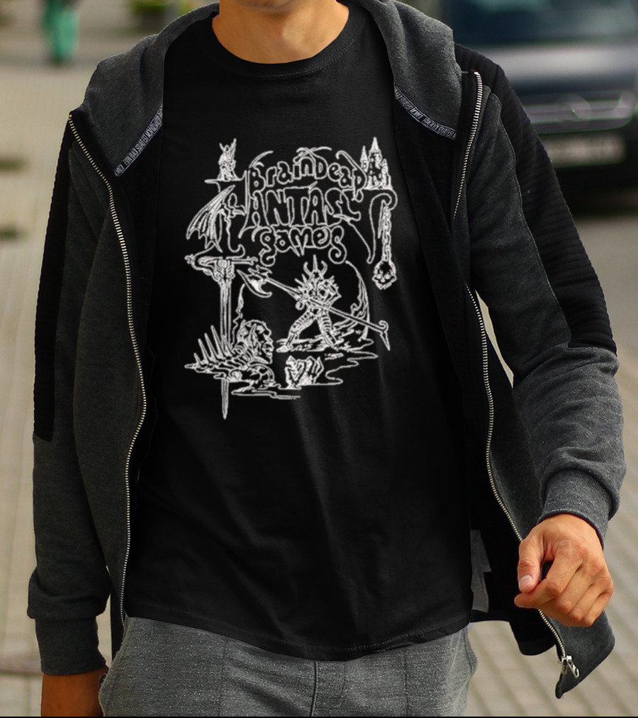 Braindead Fantasy Games Dungeon Crawler Skeleton Monster Battle T-Shirt