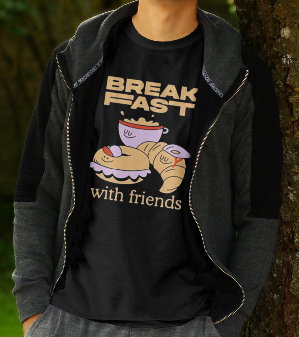 Breakfast With Friends Breakfast Racing Team Cup Croissant Bun T-Shirt